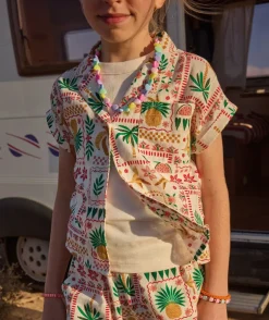 Chemise fille imprimé tropical coloré