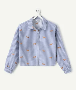 Chemise fille manches longues imprimé rayé