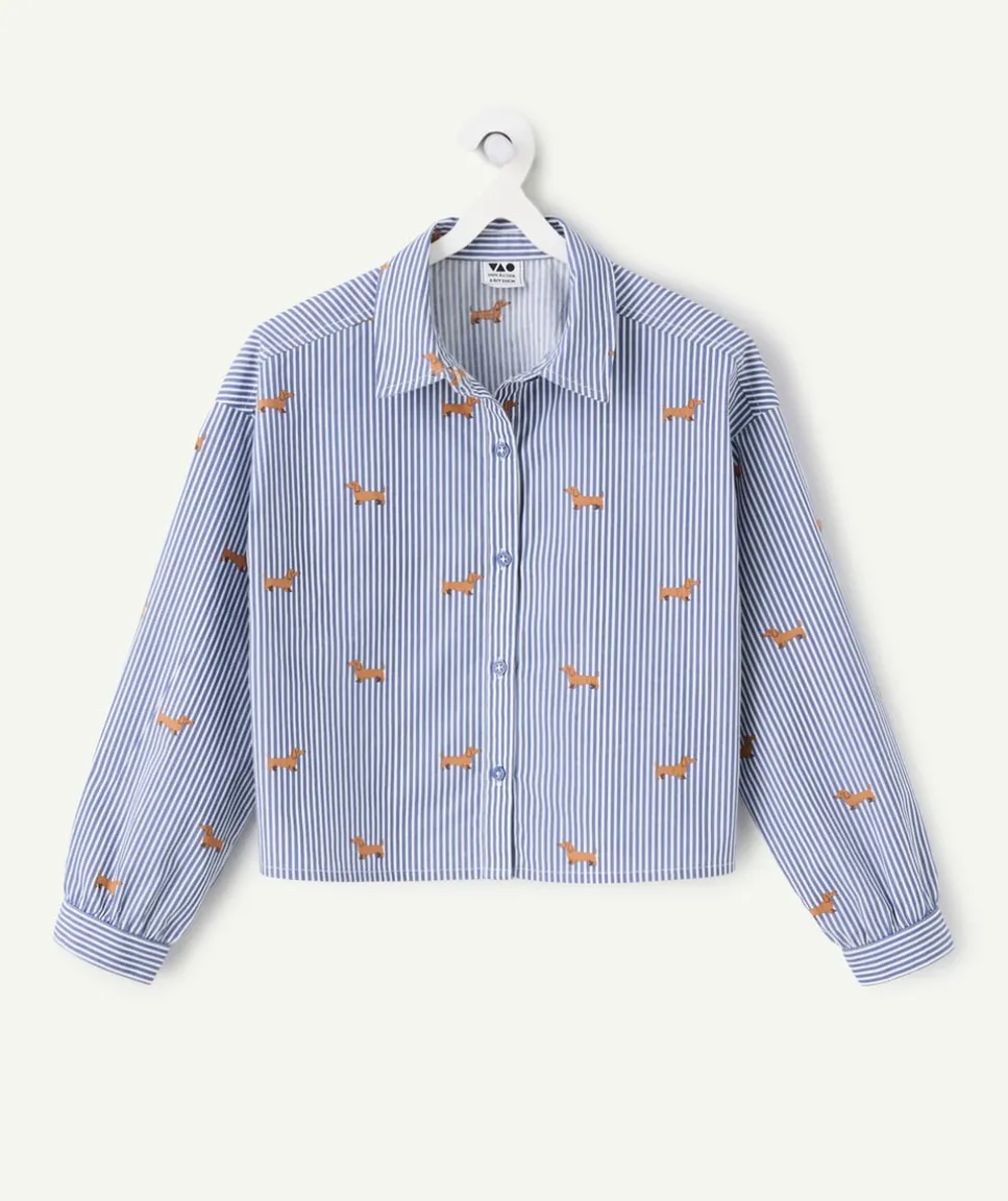 Chemise fille manches longues imprimé rayé