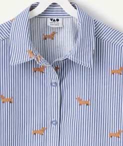 Chemise fille manches longues imprimé rayé