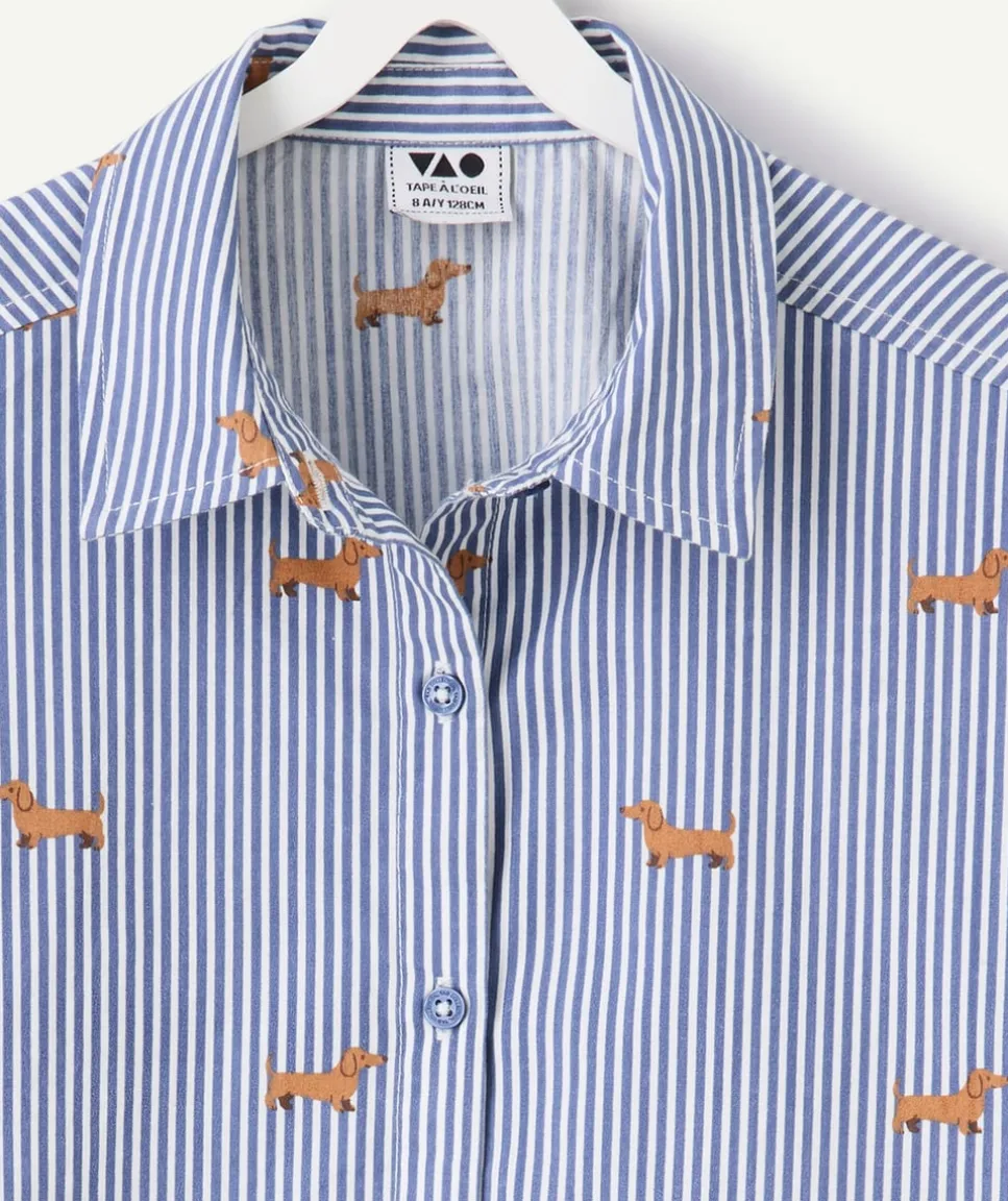 Chemise fille manches longues imprimé rayé
