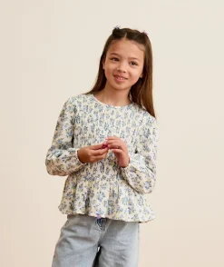 Chemise fille manches longues imprimé fleuri