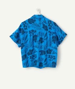 Chemise fille oversize bleue imprimée