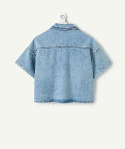 Chemise fille oversize denim clair