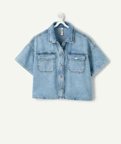 Chemise fille oversize denim clair