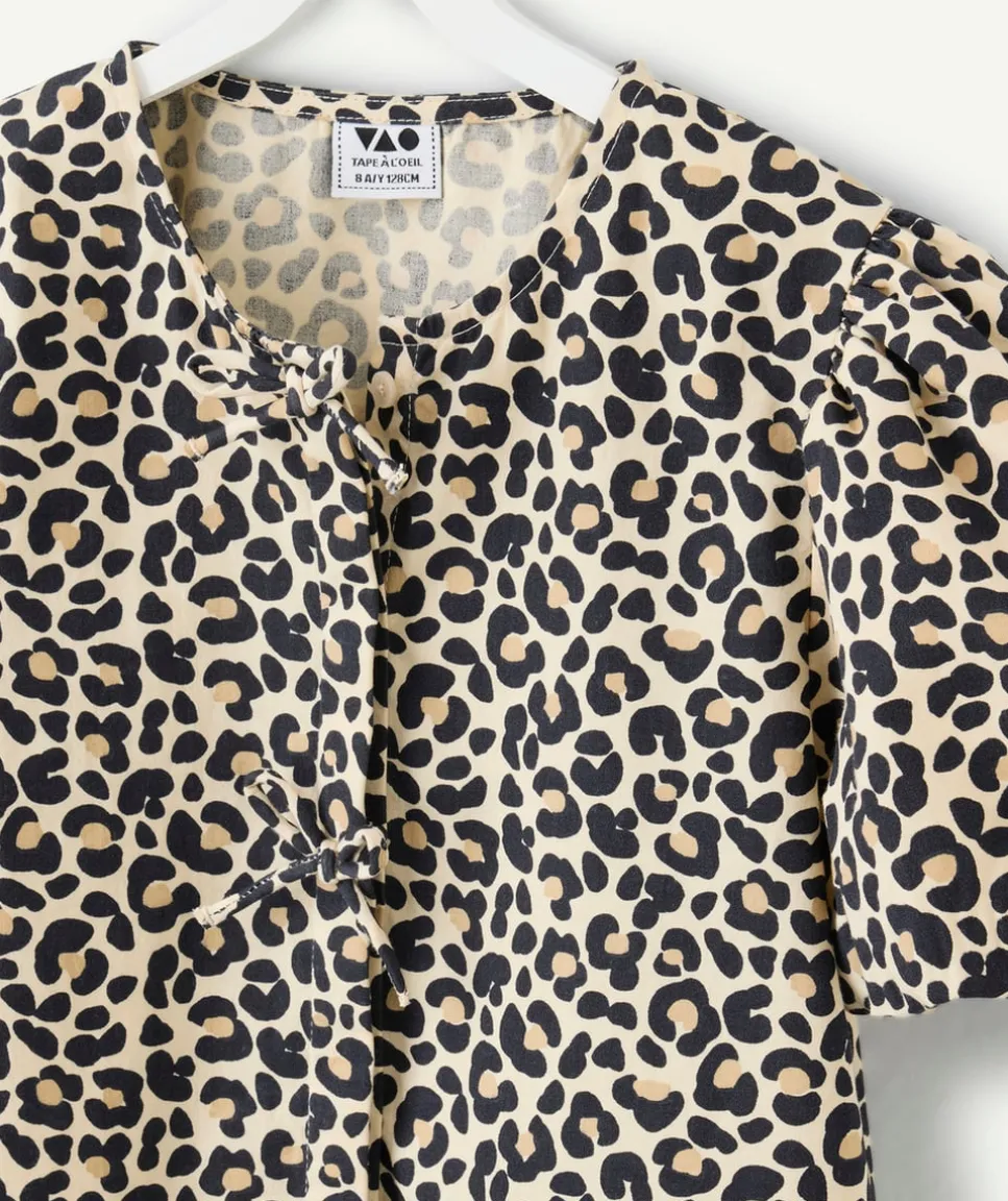 Chemise fille oversize imprimé léopard