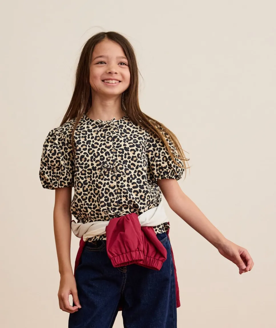 Chemise fille oversize imprimé léopard