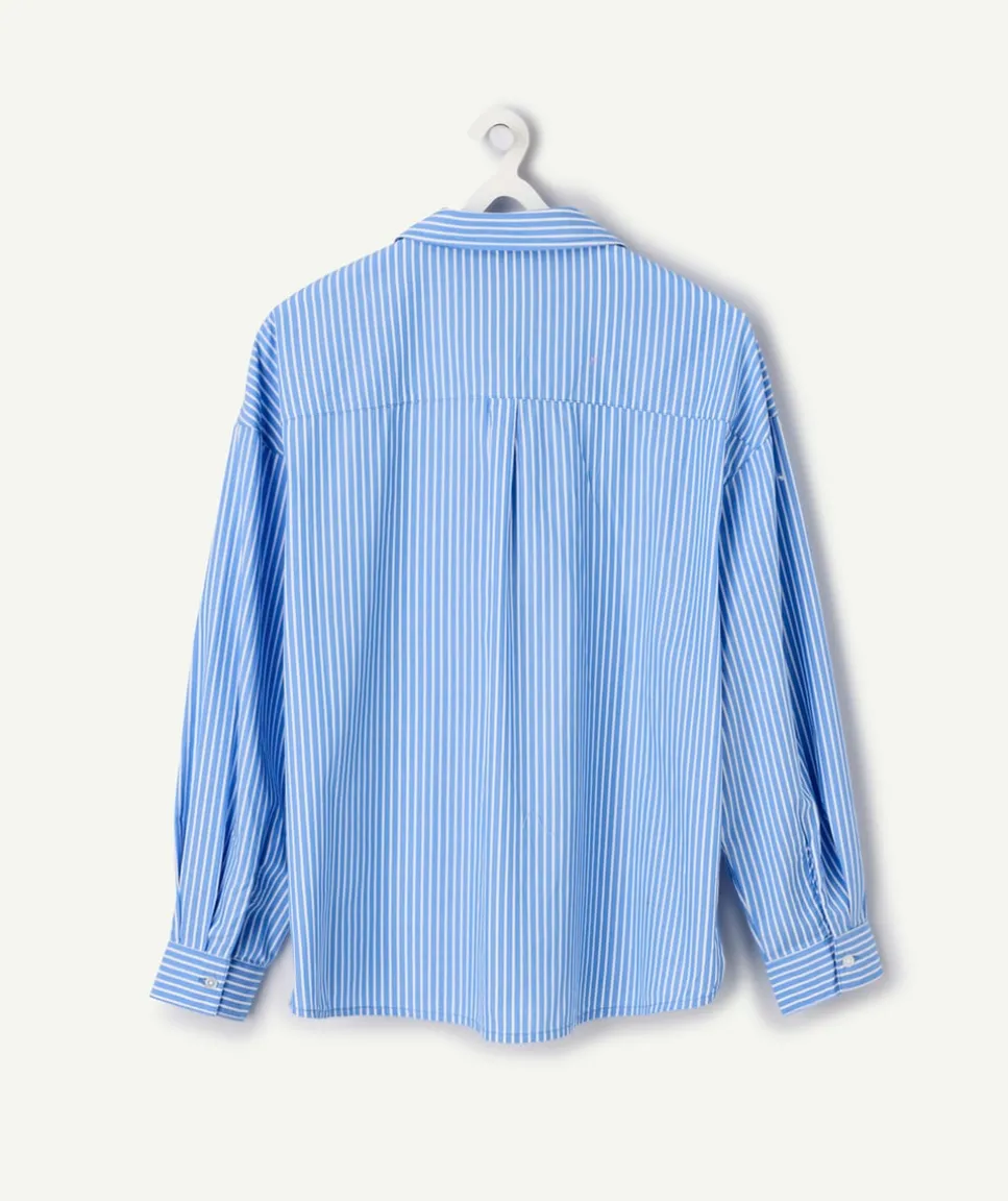 Chemise fille oversize rayée bleue