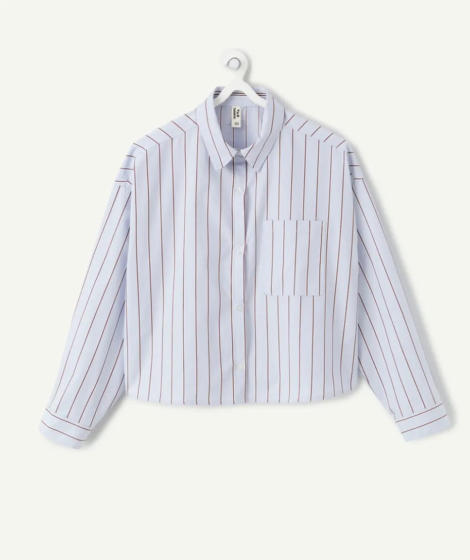 Chemise fille oversize rayée bleu
