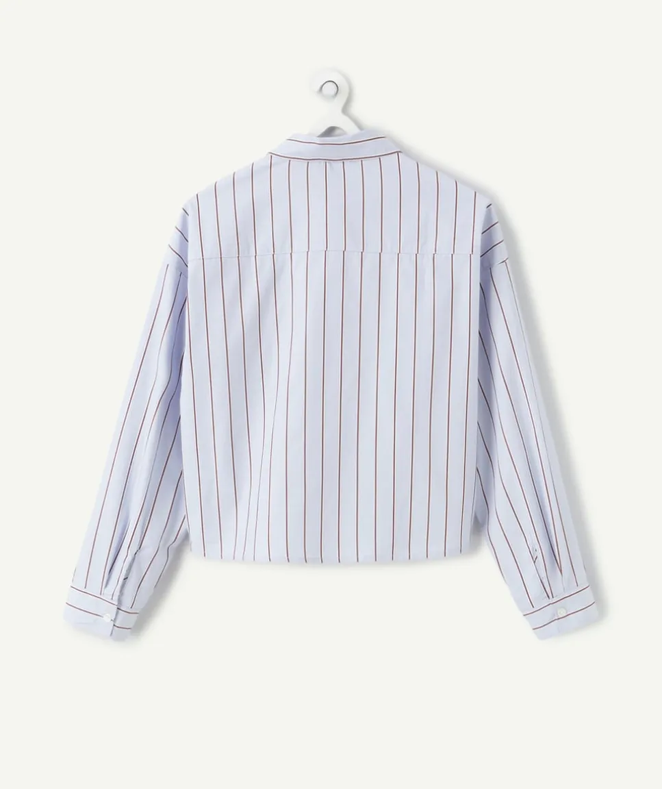 Chemise fille oversize rayée bleu