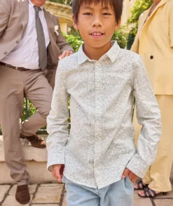 Chemise garçon blanche imprimée