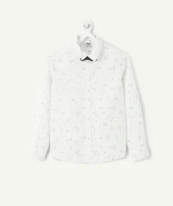 Chemise garçon blanche à pois avec nœud papillon