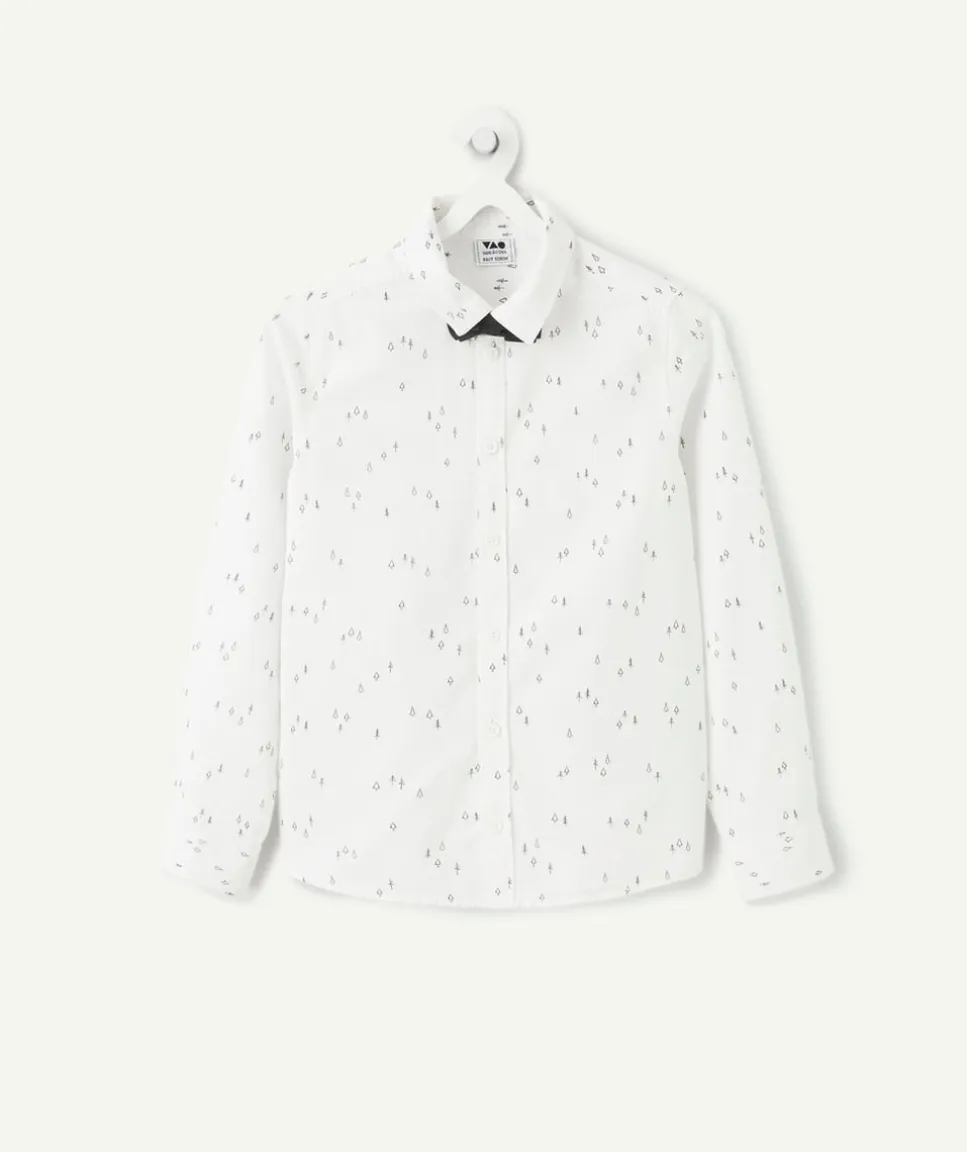 Chemise garçon blanche à pois avec nœud papillon