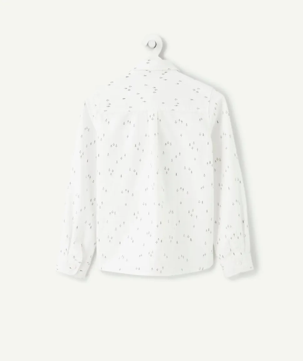 Chemise garçon blanche à pois avec nœud papillon