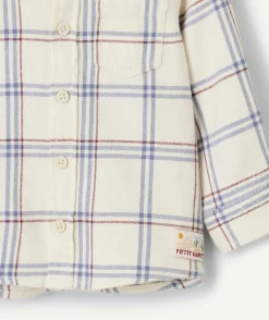 Chemise garçon à carreaux beige