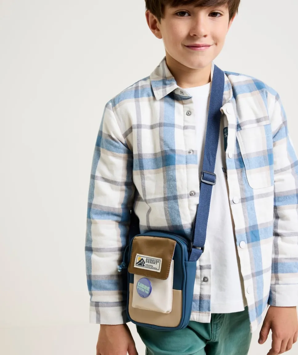 Chemise garçon à carreaux bleu et blanc