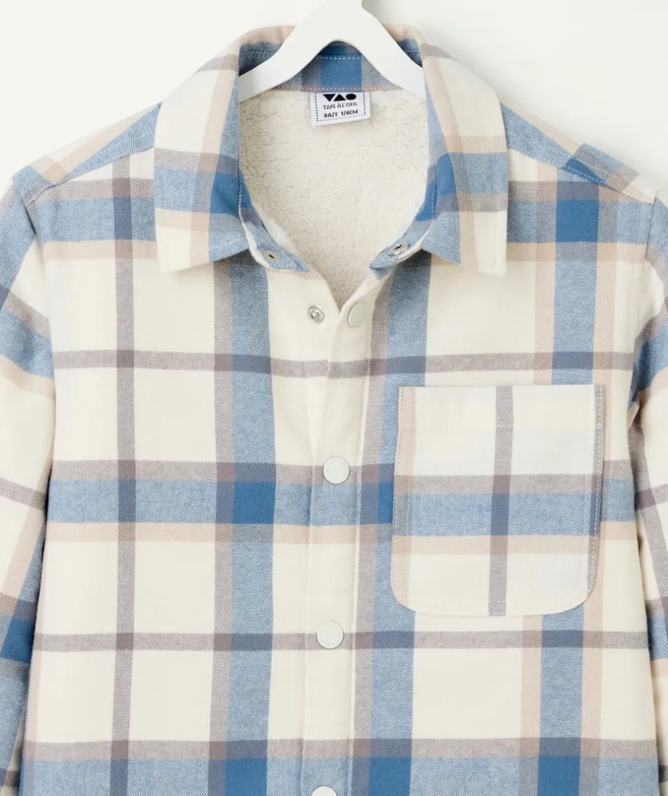 Chemise garçon à carreaux bleu et blanc