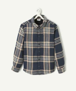 Chemise garçon à carreaux manches longues avec intérieur en sherpa