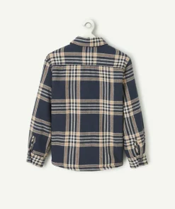 Chemise garçon à carreaux manches longues avec intérieur en sherpa