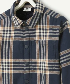 Chemise garçon à carreaux manches longues avec intérieur en sherpa