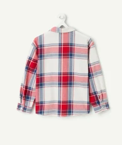 Chemise garçon à carreaux rouge et bleu