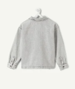 Chemise garçon denim gris zippée