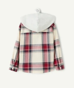 Chemise garçon droit carreaux capuche