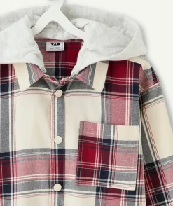 Chemise garçon droit carreaux capuche
