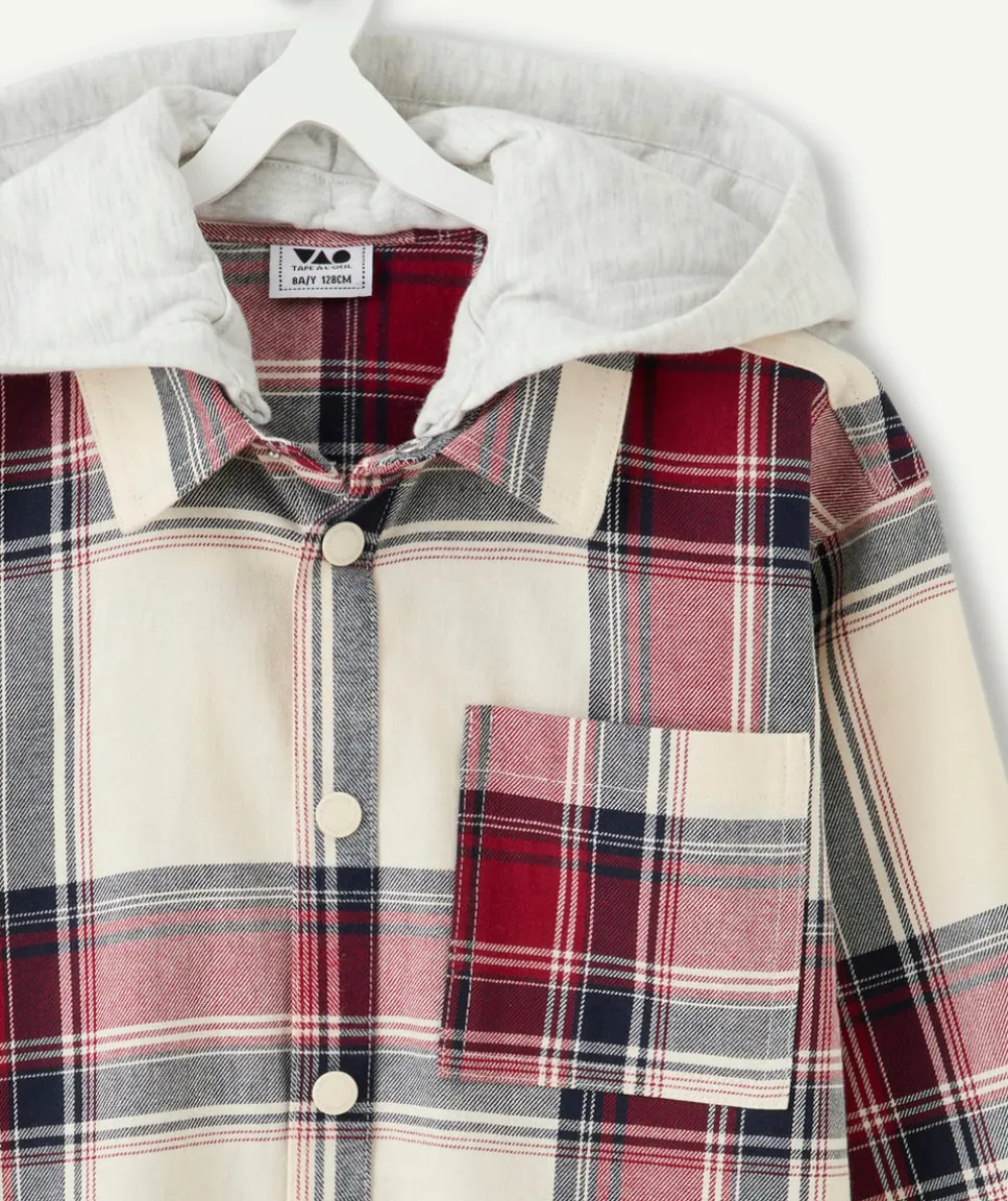 Chemise garçon droit carreaux capuche