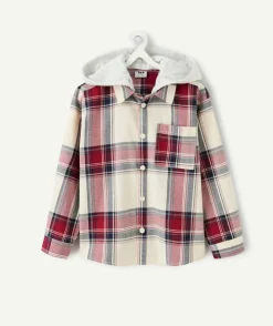 Chemise garçon droit carreaux capuche