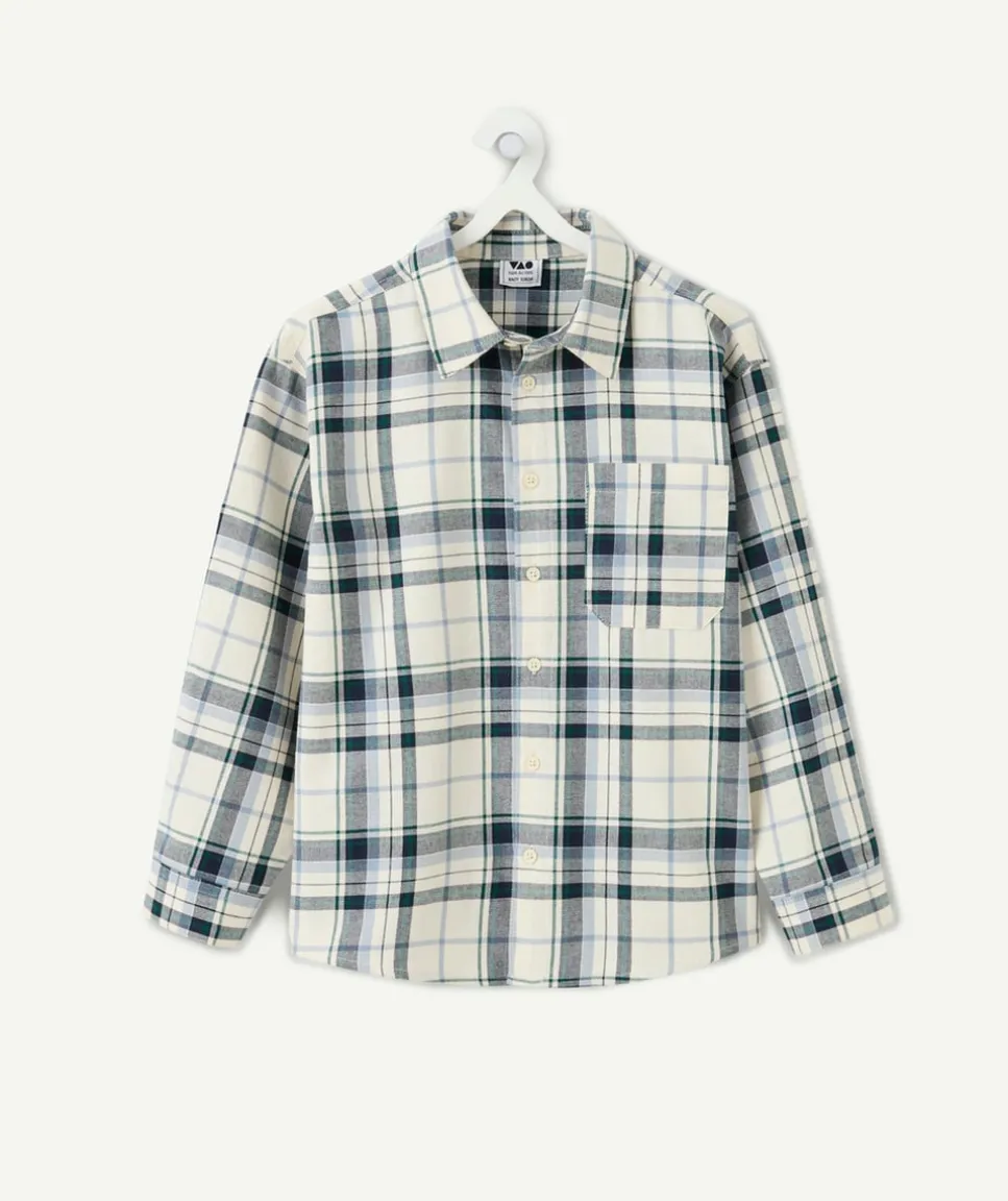 Chemise garçon droite à carreaux