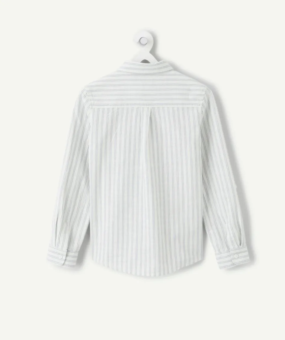 Chemise garçon en coton rayée blanche