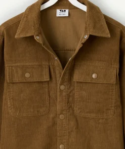 Chemise garçon en velours côtelé marron
