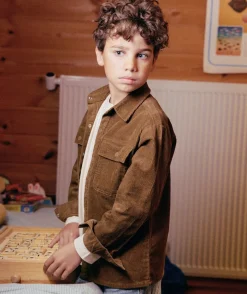 Chemise garçon en velours côtelé marron