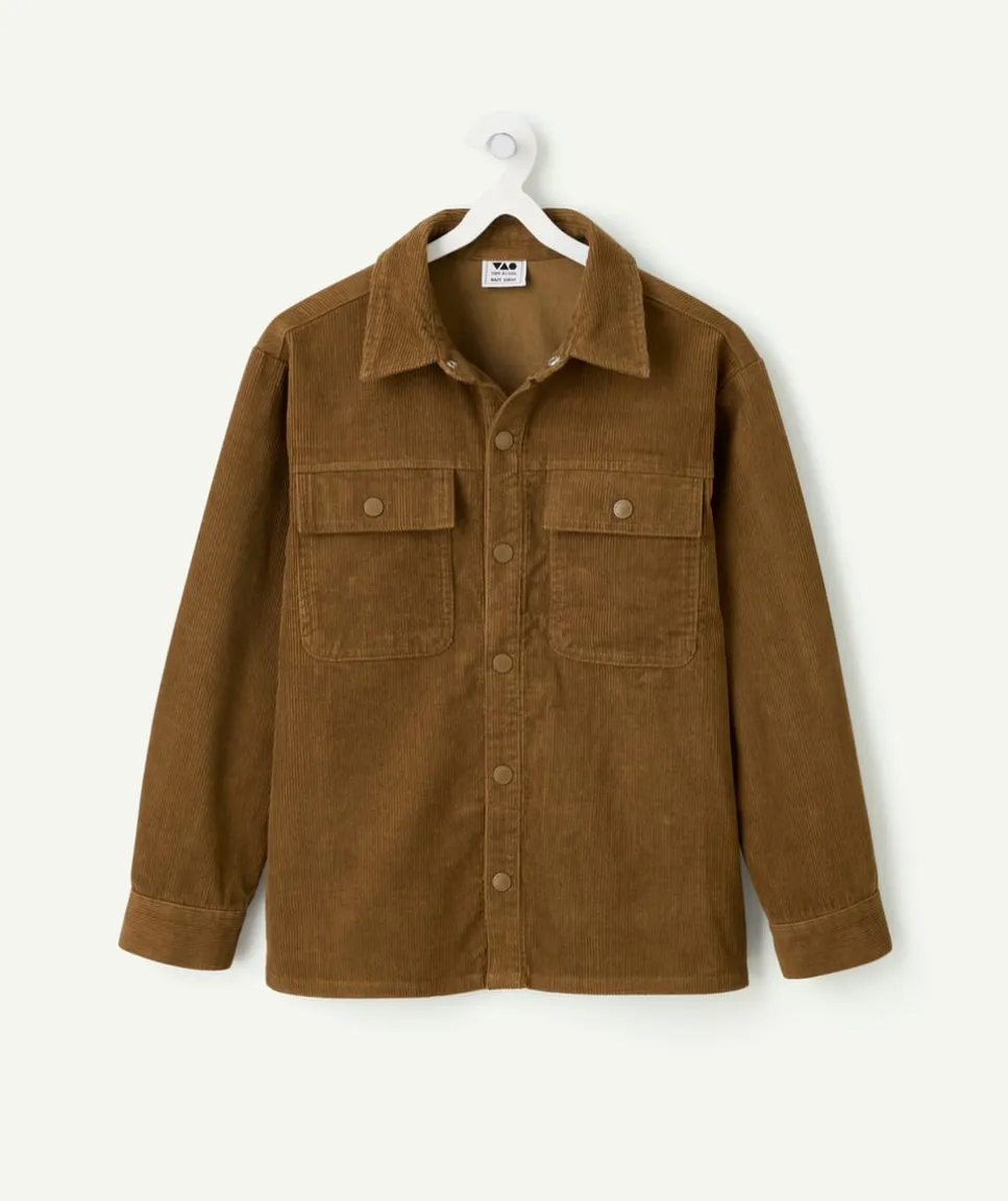 Chemise garçon en velours côtelé marron
