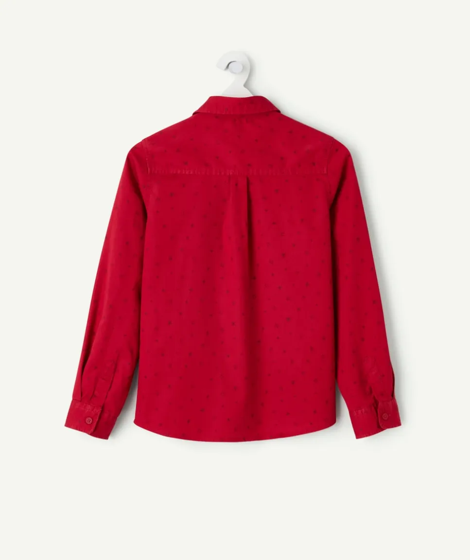 Chemise garçon imprimée rouge à boutons