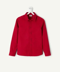 Chemise garçon imprimée rouge à boutons