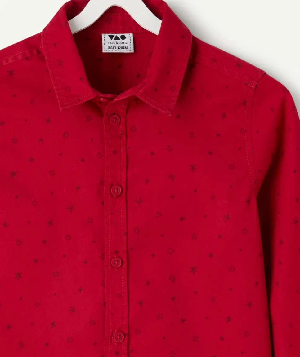 Chemise garçon imprimée rouge à boutons