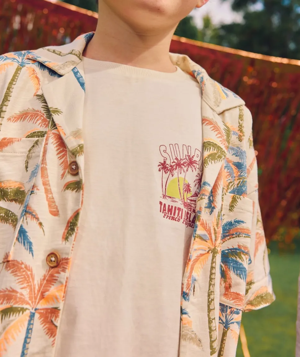 Chemise garçon imprimé palmiers multicolore