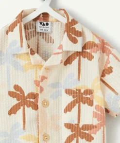 Chemise garçon imprimé palmiers en coton