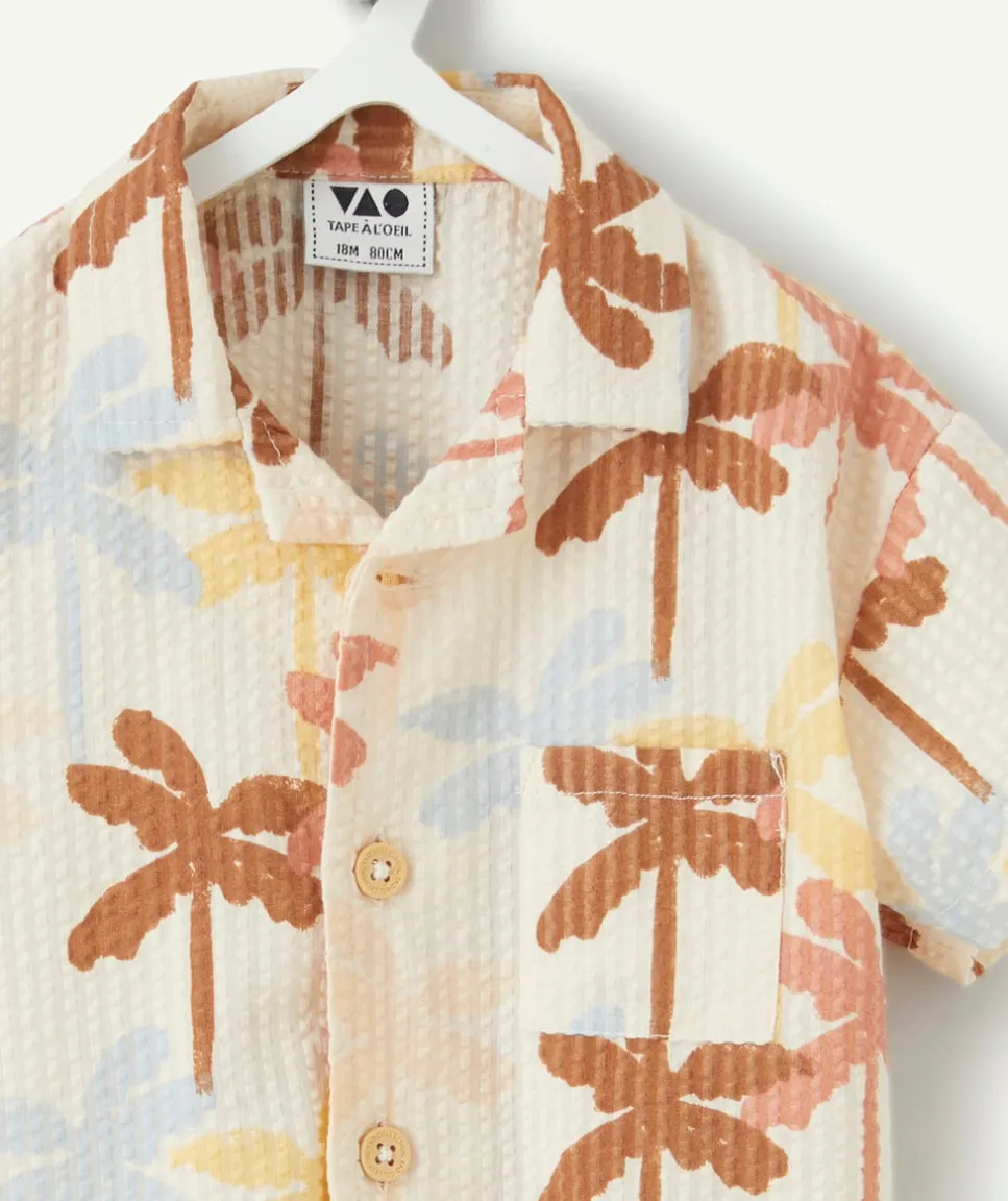 Chemise garçon imprimé palmiers en coton