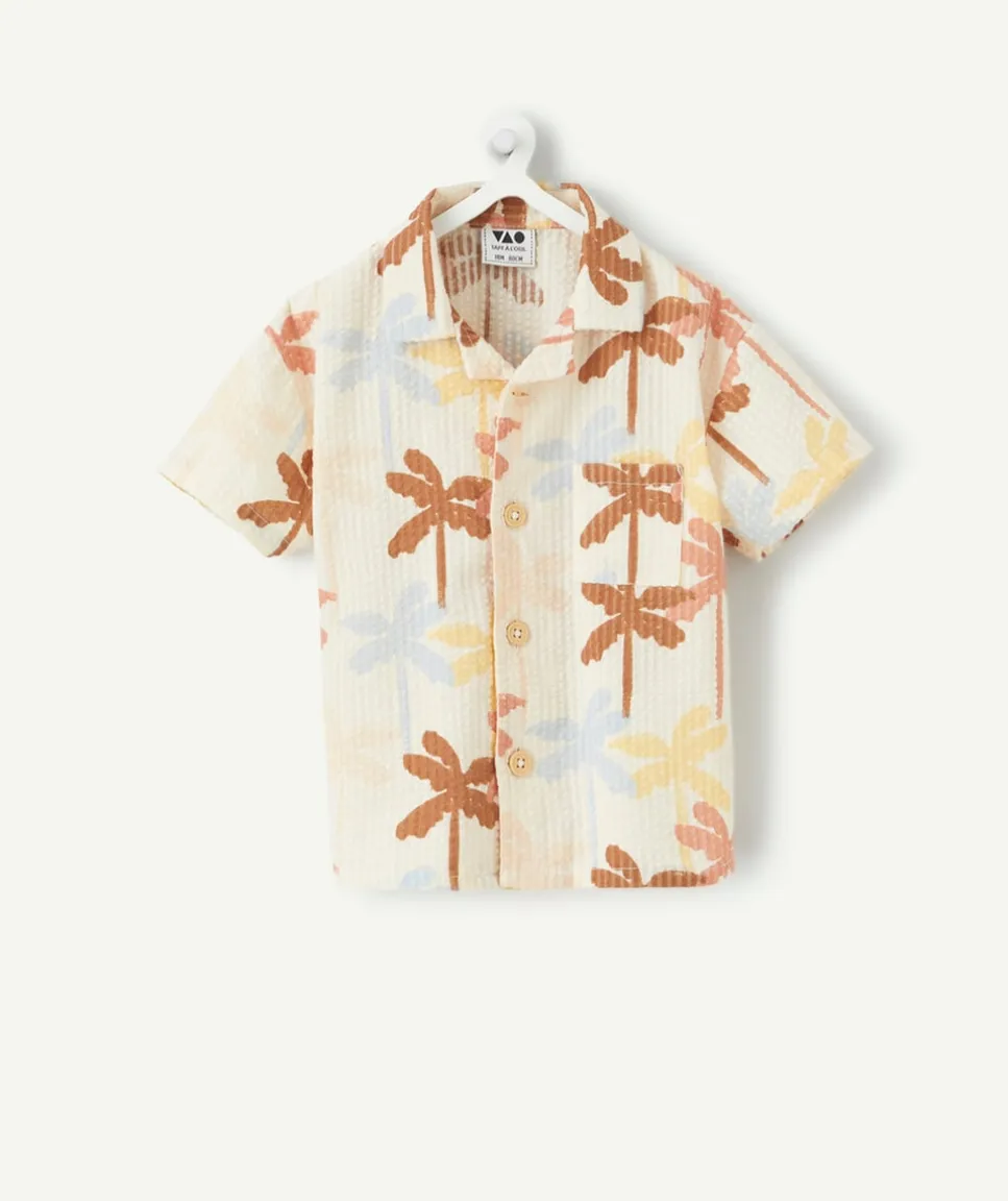 Chemise garçon imprimé palmiers en coton