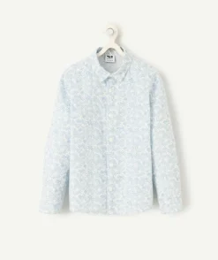 Chemise garçon manches longues imprimé bleu