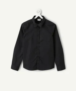 Chemise garçon noire à manches longues avec nœud papillon