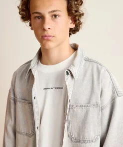 Chemise garçon oversize denim gris