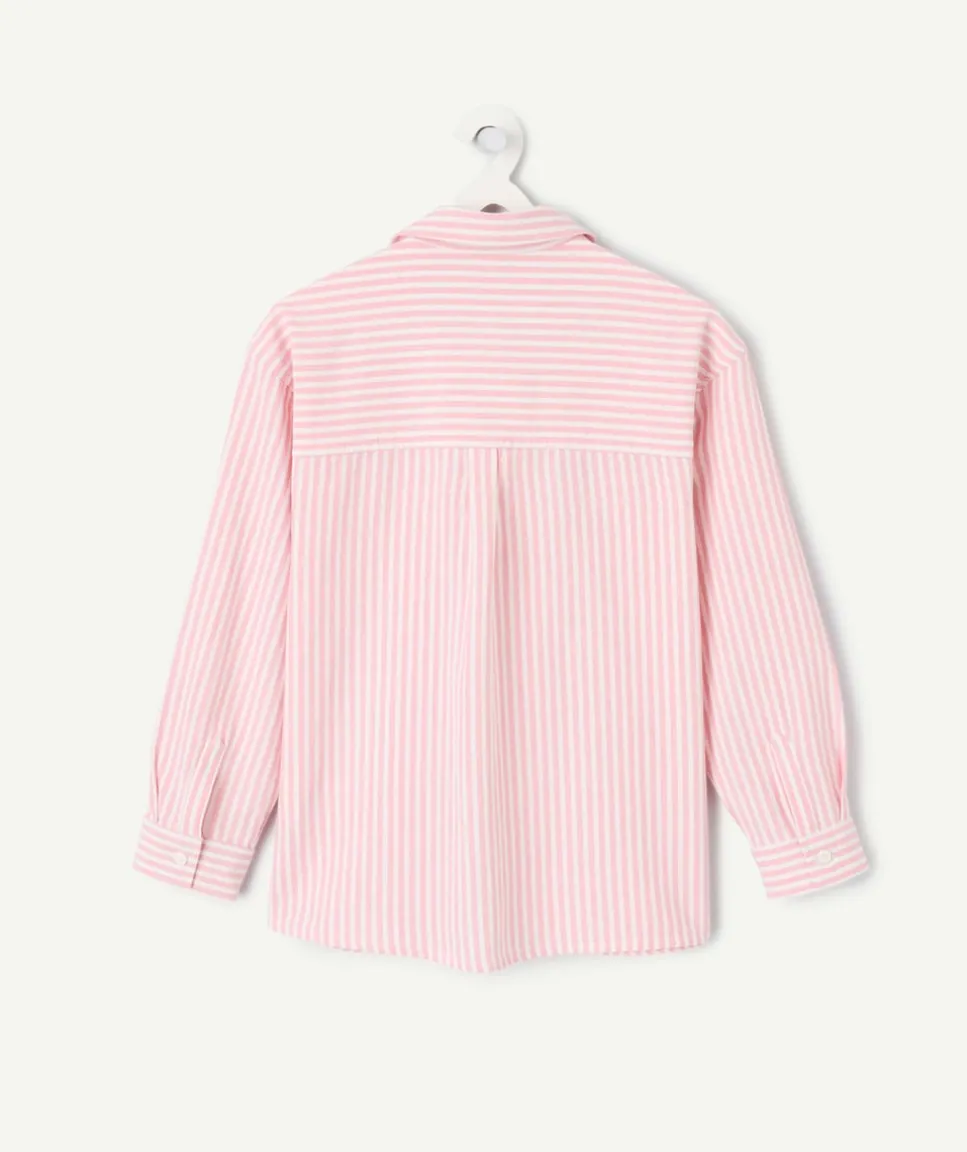 Chemise garçon rayée rose coton