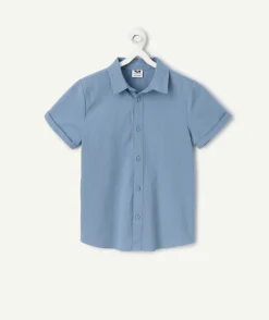 Chemise manches courtes garçon bleu