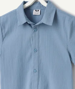 Chemise manches courtes garçon bleu