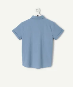 Chemise manches courtes garçon bleu