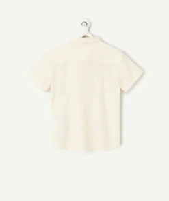 Chemise manches courtes garçon rayée orange